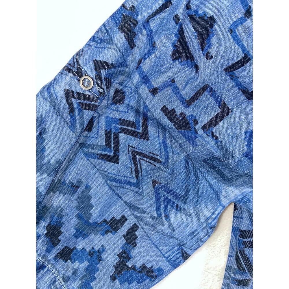 Philosophy Womens Dress Tunic Sz Large Aztec Chambray Western Boho Streetwear - Picture 10 of 12